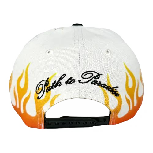 Cream Navy Hellstar Flame Snapback Hat