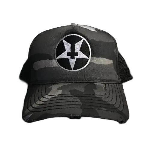 Gray Hellstar Camo Trucker Hat