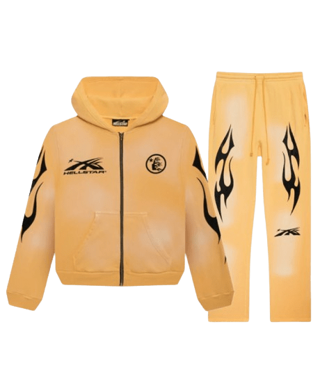 Yellow Hellstar Zip up Tracksuit